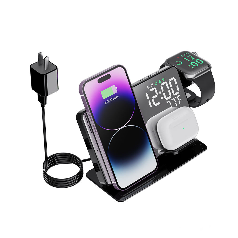 15W New Innovative Product Wireless Charger Clock LED Desktop Digital Alarm Clock Wireless Charger With Temperature