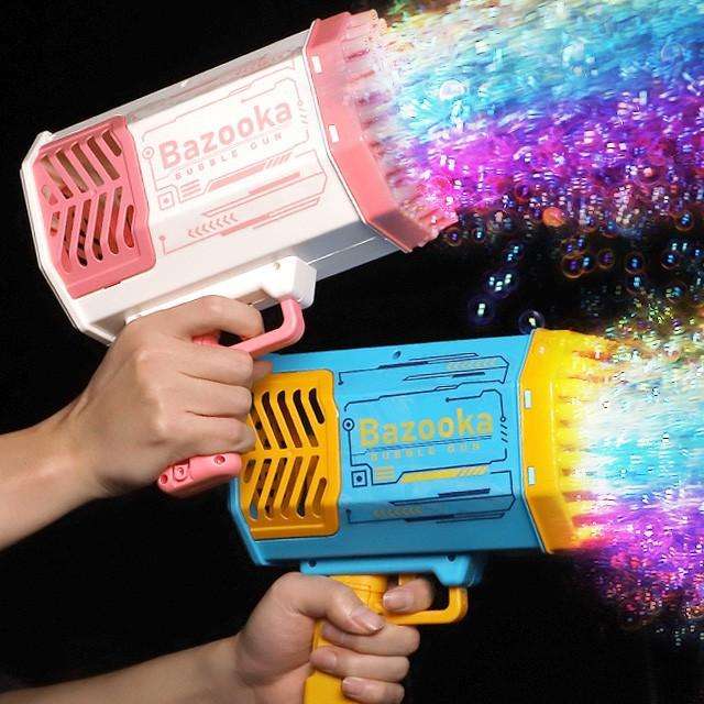 Bubble toy Automatic Electric Bubble Machine Gun Bazooka 24 Holes light up gatling Rechargeable Plastic Bubble Toy Gun