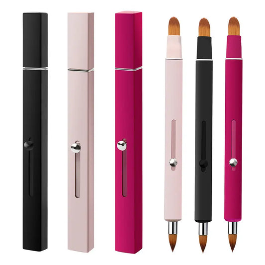 Portable aluminum tube telescopic lip brush with double head cover makeup brush lipstick brush beauty Makeup tools