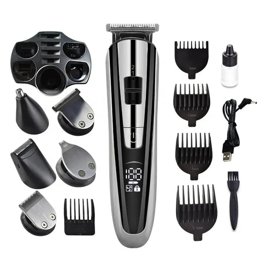 Nose Facial Shaver Razor 5 in 1 Grooming Kit Electric Beard Trimmer USB Rechargeable Hair Trimmer LED Men Cordless Hair Clippers